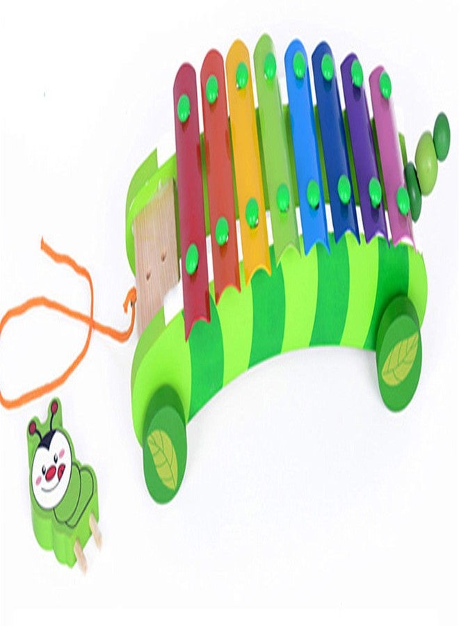 CrazyCrafts 2 in 1 Animal Xylophone with Pull Along Wooden Toys for Kids, Wooden Xylophone for Boys and Girls Caterpillar - Image 4